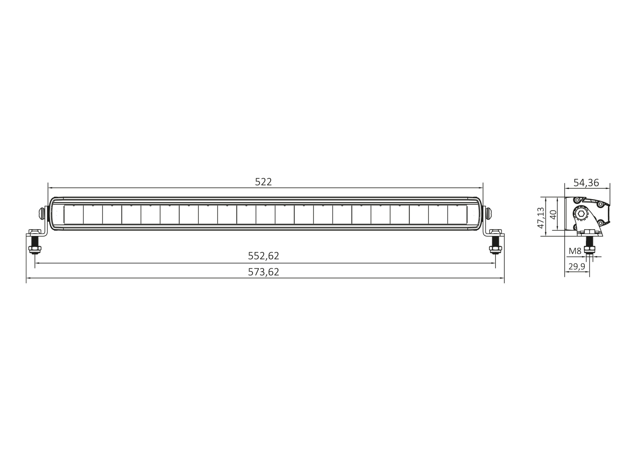 NEX LED WORK LIGHT BAR WITH WARNING LIGHT 522 MM - Image 4